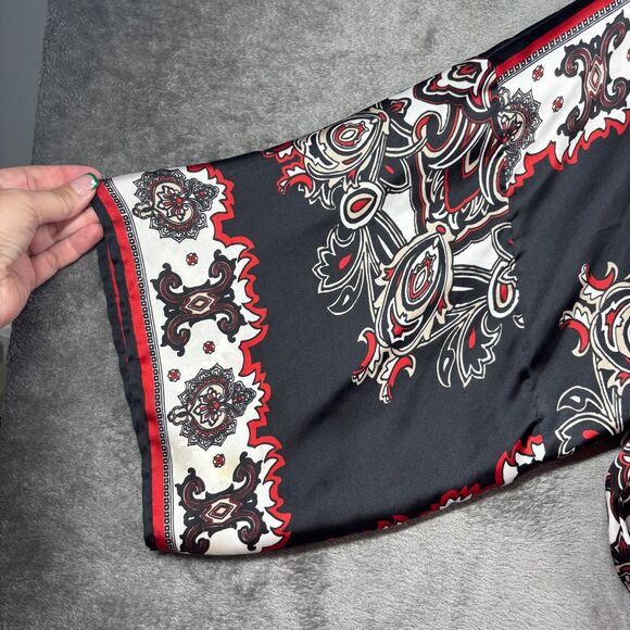 Chico's Travelers Women Boho Blouse Top Bell Sleeve Black Red Size 3 XL I162 - Picture 2 of 8